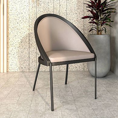 Urbane Dining Chair in Vinyl Fabric with Curved Back and Stainless Steel Legs Set of 2