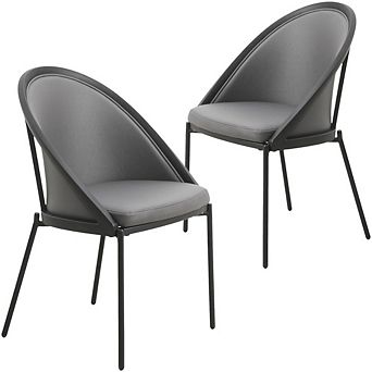 Urbane Dining Chair in Vinyl Fabric with Curved Back and Stainless Steel Legs Set of 2