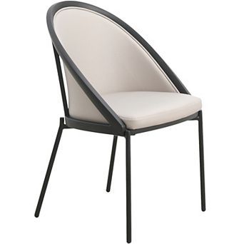 Urbane Dining Chair in Vinyl Fabric with Curved Back and Stainless Steel Legs Set of 2