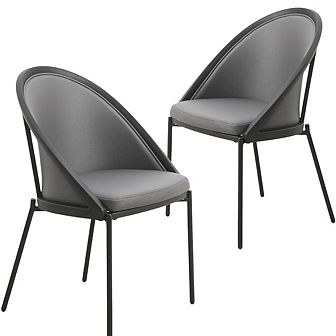Urbane Dining Chair in Vinyl Fabric with Curved Back and Stainless Steel Legs Set of 2