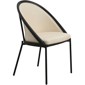 Urbane Dining Chair in Vinyl Fabric with Curved Back and Stainless Steel Legs Set of 2