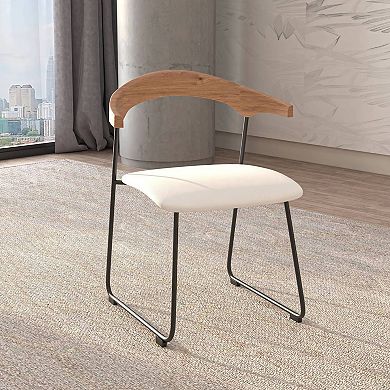 Upholstered Dining Chair in Leather with Iron Legs Set of 4 Lyra Collection