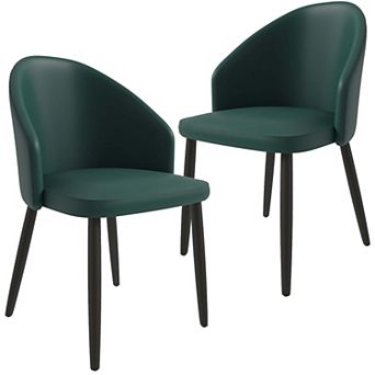 Upholstered Dining Chair in Leather/Fabric/Boucle with Wood Legs Set of 2 Paradiso Collection
