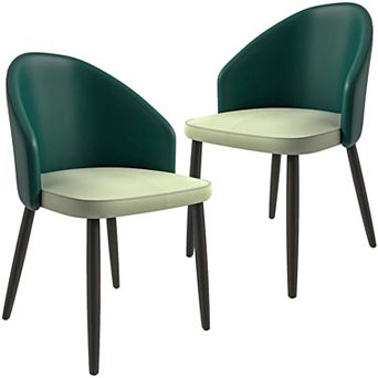 Upholstered Dining Chair in Leather/Fabric/Boucle with Wood Legs Set of 2 Paradiso Collection
