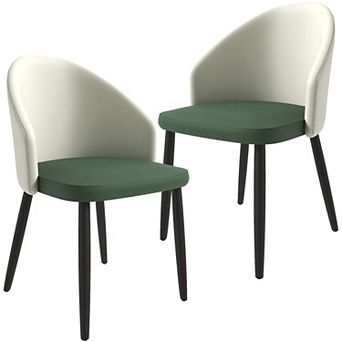 Upholstered Dining Chair in Leather/Fabric/Boucle with Wood Legs Set of 2 Paradiso Collection