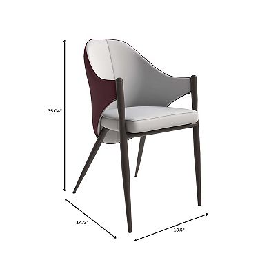 Upholstered Leather Dining Chair with Iron Legs Accent Armchair Set of 2