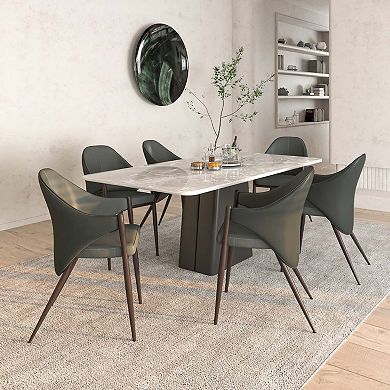 Upholstered Leather Dining Chair with Iron Legs Accent Armchair Set of 4