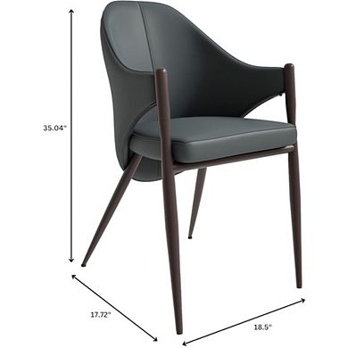 Upholstered Leather Dining Chair with Iron Legs Accent Armchair Set of 4