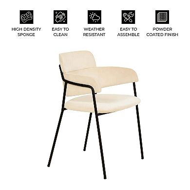 LeisureMod Axis Upholstered Dining Chair with Black Stainless Steel Legs, Set of 4