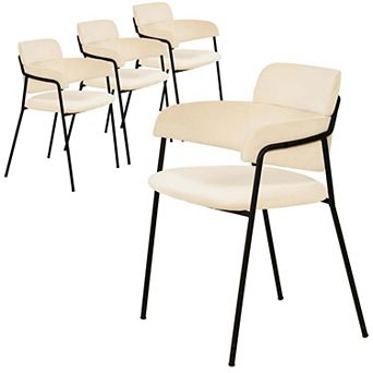 LeisureMod Axis Upholstered Dining Chair with Black Stainless Steel Legs, Set of 4