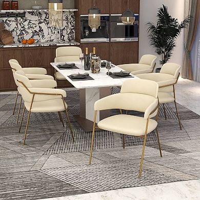 Upholstered Dining Chair with Gold Stainless Steel Legs Axis Collection Set of 2