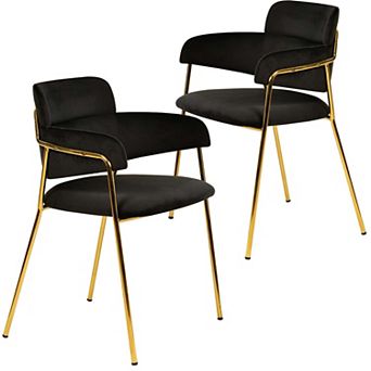 Upholstered Dining Chair with Gold Stainless Steel Legs Axis Collection Set of 2