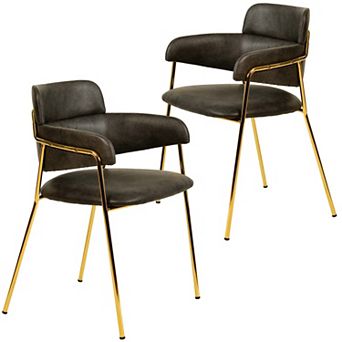 Upholstered Dining Chair with Gold Stainless Steel Legs Axis Collection Set of 2