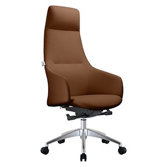 Leisuremod Celeste Series Tall Office Chair In Dark Brown Leather