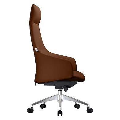 Leisuremod Celeste Series Tall Office Chair In Dark Brown Leather