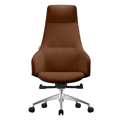 Leisuremod Celeste Series Tall Office Chair In Dark Brown Leather