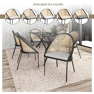 Dining Chair with Vinyl Fabric Seat and Wicker Backrest Urbane Series Set of 4