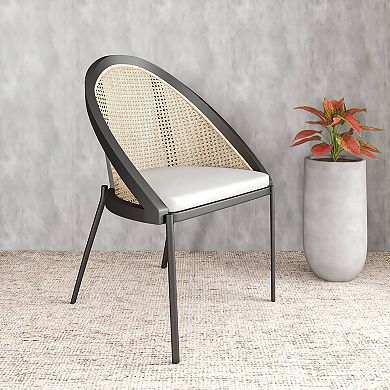 Dining Chair with Vinyl Fabric Seat and Wicker Backrest Urbane Series Set of 4