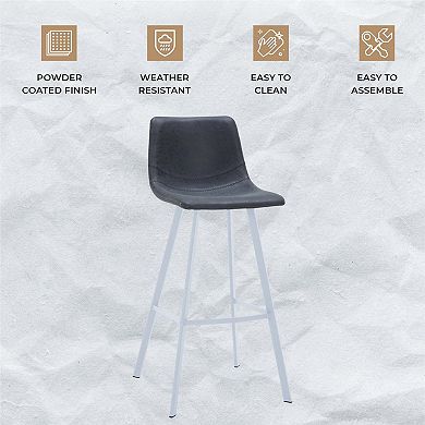Leather 41" Counter Height Bar Stool with Stainless Steel Legs and Footrest