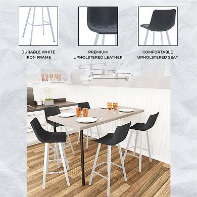 Leather 41" Counter Height Bar Stool with Stainless Steel Legs and Footrest