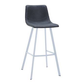 Leather 41" Counter Height Bar Stool with Stainless Steel Legs and Footrest