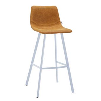 Leather 41" Counter Height Bar Stool with Stainless Steel Legs and Footrest