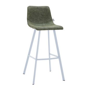 Leather 41" Counter Height Bar Stool with Stainless Steel Legs and Footrest