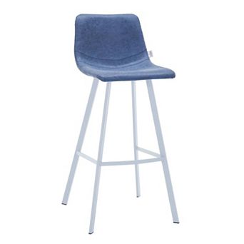 Leather 41" Counter Height Bar Stool with Stainless Steel Legs and Footrest