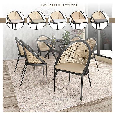 Dining Chair with Vinyl Fabric Seat and Wicker Backrest Urbane Series Set of 4
