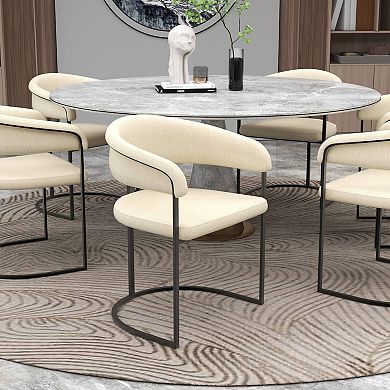LeisureMod Aero Upholstered Dining Chair with Brushed Stainless Steel Legs, Set of 2