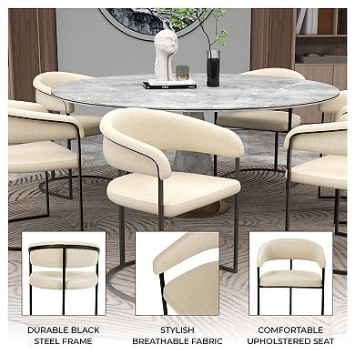 LeisureMod Aero Upholstered Dining Chair with Brushed Stainless Steel Legs, Set of 2