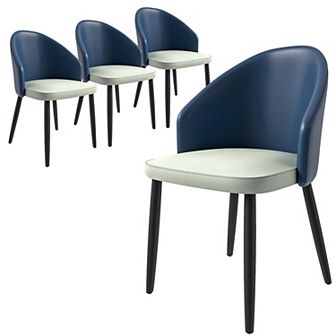 Upholstered Dining Chair in Leather/Fabric/Boucle with Wood Legs Set of 4 Paradiso Collection