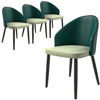 Upholstered Dining Chair in Leather/Fabric/Boucle with Wood Legs Set of 4 Paradiso Collection