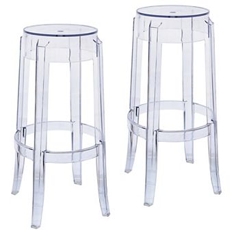 LeisureMod Averill Modern Plastic BarStool with Sturdy Seat and Leg Set of 2