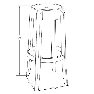 LeisureMod Averill Modern Plastic BarStool with Sturdy Seat and Leg Set of 2
