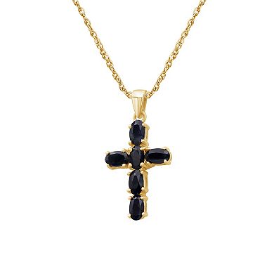 Jewelexcess 10k Gold Gemstone Cross Pendant Necklace