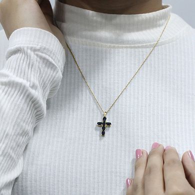 Jewelexcess 10k Gold Gemstone Cross Pendant Necklace