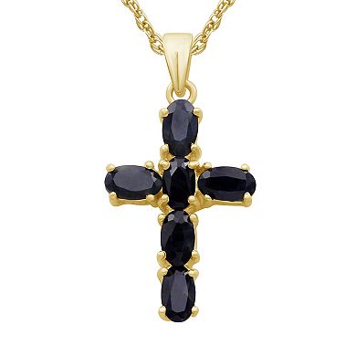 Jewelexcess 10k Gold Gemstone Cross Pendant Necklace