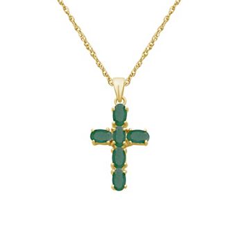 Jewelexcess 10k Gold Gemstone Cross Pendant Necklace