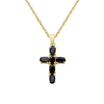 Jewelexcess 10k Gold Gemstone Cross Pendant Necklace