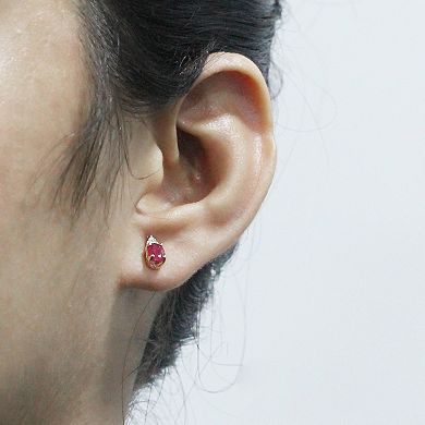 Jewelexcess 10k Gold Gemstone & Diamond Accent Stud Earrings