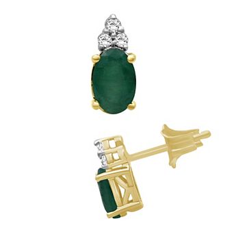 Jewelexcess 10k Gold Gemstone & Diamond Accent Stud Earrings