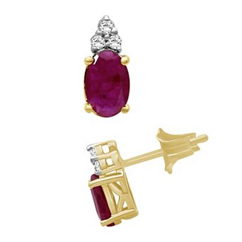 Jewelexcess 10k Gold Gemstone & Diamond Accent Stud Earrings