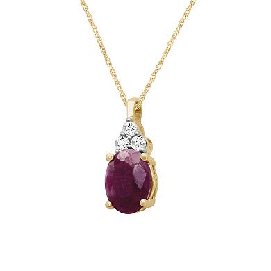 Jewelexcess 10k Gold Gemstone & Diamond Accent Pendant Necklace