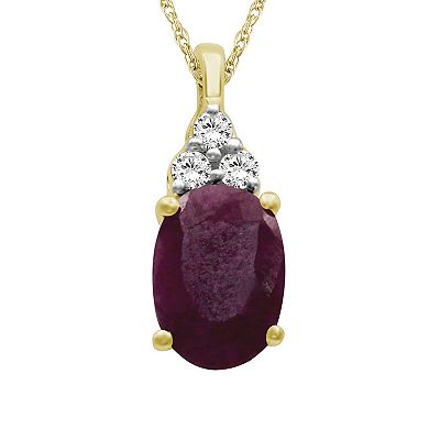 Jewelexcess 10k Gold Gemstone & Diamond Accent Pendant Necklace