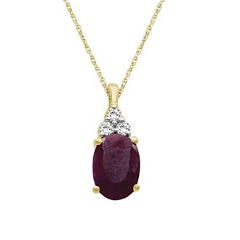Jewelexcess 10k Gold Gemstone & Diamond Accent Pendant Necklace