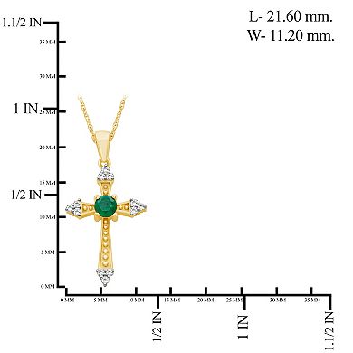 Jewelexcess 10k Gold Gemstone & Diamond Accent Cross Pendant Necklace