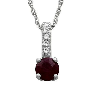 Jewelexcess 10k Gold Gemstone & Diamond Accent Drop Pendant Necklace