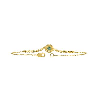 Jewelexcess 10k Gold Gemstone & 1/6 Carat T.W. Diamond Halo Bracelet