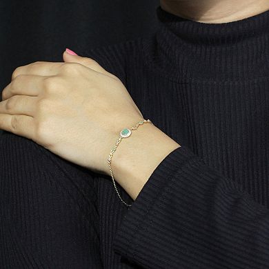 Jewelexcess 10k Gold Gemstone & 1/6 Carat T.W. Diamond Halo Bracelet